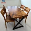 Bàn ăn gỗ Me Tây mặt gỗ nguyên tấm 4 ghế Nội Thất Thịnh Phát Đà Nẵng