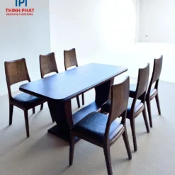 Bàn ăn gỗ Sồi chân U 6 ghế cao cấp Nội Thất Thịnh Phát Đà Nẵng