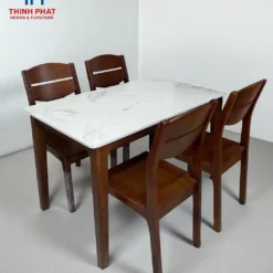 Bàn ăn gỗ Sồi mặt đá 4 ghế Nội Thất Thịnh Phát Đà Nẵng