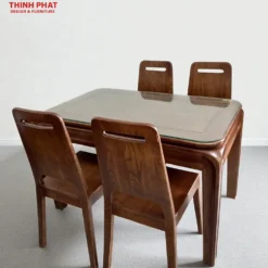 Bàn ăn gỗ Sồi mặt gỗ 4 ghế đẹp Nội Thất Thịnh Phát Đà Nẵng