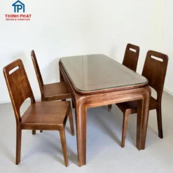 Bàn ăn gỗ Sồi mặt gỗ 4 ghế bền bỉ Nội Thất Thịnh Phát Đà Nẵng