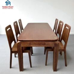 Bàn ăn gỗ Sồi mặt gỗ 6 ghế chất lượng cao Nội Thất Thịnh Phát Đà Nẵng
