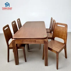 Bàn ăn gỗ Sồi mặt gỗ 6 ghế đẹp Nội Thất Thịnh Phát Đà Nẵng