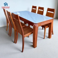 Bàn ăn gỗ Xoan Đào mặt đá 6 ghế Nội Thất Thịnh Phát Đà Nẵng