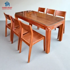 Bàn ăn gỗ Xoan Đào mặt gỗ 6 ghế cao cấp Nội Thất Thịnh Phát Đà Nẵng