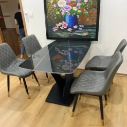 Bàn ăn mặt đá nhập khẩu 4 ghế phong cách Nội Thất Thịnh Phát Đà Nẵng