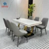 Bàn ăn mặt đá nhập khẩu 6 ghế chân tròn Nội Thất Thịnh Phát Đà Nẵng