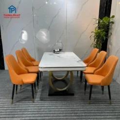Bàn ăn mặt đá nhập khẩu 6 ghế chân tròn giá tốt Nội Thất Thịnh Phát Đà Nẵng