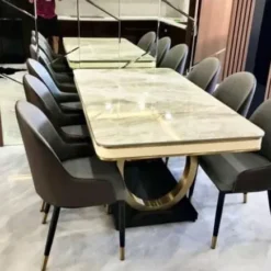 Bàn ăn mặt đá nhập khẩu 6 ghế chân tròn cao cấp Nội Thất Thịnh Phát Đà Nẵng
