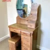 Bàn trang điểm gỗ Hương Xám kệ tầng gương oval Nội Thất Thịnh Phát Đà Nẵng