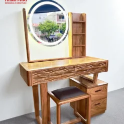 Bàn trang điểm gỗ Hương Xám sóng gương led Nội Thất Thịnh Phát Đà Nẵng