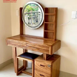 Bàn trang điểm gỗ Hương Xám sóng gương led cao cấp Nội Thất Thịnh Phát Đà Nẵng