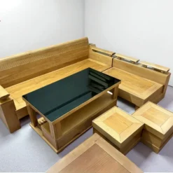 Sofa phòng khách gỗ Beech mẫu góc chữ L sang trọng tại Nội Thất Thịnh Phát Đà Nẵng