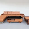 Sofa phòng khách gỗ Sồi mẫu góc chân thuyền tại Nội Thất Thịnh Phát Đà Nẵng