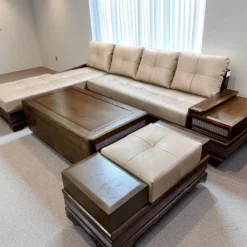Đôn rời sofa cao cấp bằng gỗ Sồi, linh hoạt và tiện ích cho không gian