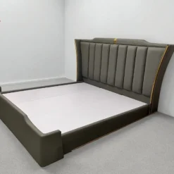 Giường bọc da khung gỗ MDF Nội Thất Thịnh Phát Đà Nẵng-xám bệt