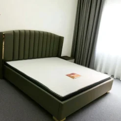 Giường bọc da khung gỗ MDF Nội Thất Thịnh Phát Đà Nẵng-xám cao