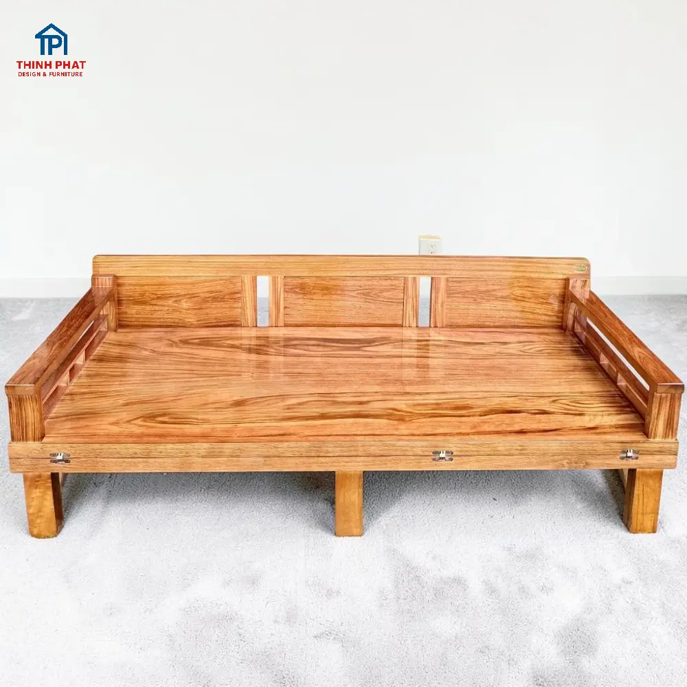 Giường gấp lề âm gỗ Hương Xám khi xếp gọn tại Showroom Nội Thất Thịnh Phát