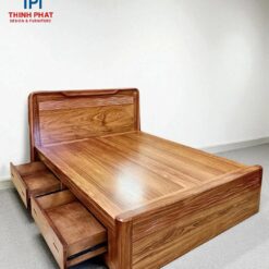 Giường gỗ Hương Xám mẫu ngăn kéo Nội Thất Thịnh Phát Đà Nẵng-mở ngăn kéo