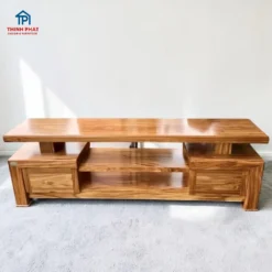 Kệ tivi gỗ Hương xám phong cách Nhật hiện đại có kệ mở và ngăn kéo tiện dụng tại Đà Nẵng