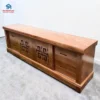 Kệ tivi gỗ Hương xám cửa lùa thiết kế truyền thống có họa tiết trang trí và ngăn kéo tiện dụng màu gỗ tự nhiên đẹp