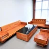 Ghế sofa gỗ Hương Đá mẫu 2 văng chân thuyền sang trọng tại Nội Thất Thịnh Phát Đà Nẵng.
