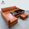 Sofa gỗ Hương Đá mẫu góc tay vuông tựa liền sang trọng tại Nội Thất Thịnh Phát