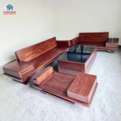 Sofa gỗ Hương Xám 2 Văng Chân thuyền không nệm tại Nội thất Thịnh Phát Đà Nẵng