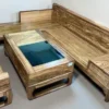 Sofa phòng khách gỗ Hương Xám mẫu góc chân quỳ size trung tại Nội Thất Thịnh Phát
