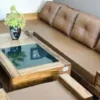 Sofa phòng khách gỗ Hương Xám mẫu góc chân quỳ size trung sang trọng tại Nội Thất Thịnh Phát