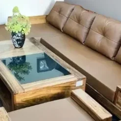 Sofa phòng khách gỗ Hương Xám mẫu góc chân quỳ size trung sang trọng tại Nội Thất Thịnh Phát