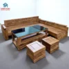 Sofa gỗ Hương Xám mẫu góc tay trứng tựa cong tại Nội Thất Thịnh Phát Đà Nẵng