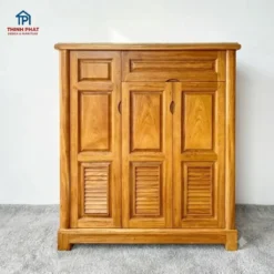 Tủ giày 3 cánh cao Hương xám góc trực diện đẹp tại Nội thất Thịnh Phát Đà Nẵng