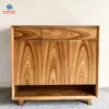 Tủ giày gỗ Hương Xám 3 cánh phẳng thiết kế hiện đại vân gỗ tự nhiên đẹp có kệ dưới tiện dụng