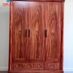 Tủ quần áo gỗ Cẩm 3 cánh phẳng tay nổi Nội Thất Thịnh Phát Đà Nẵng