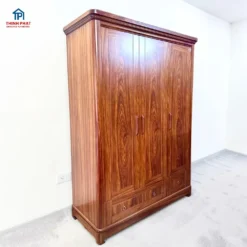 Tủ quần áo gỗ Cẩm 3 cánh phẳng tay nổi góc nghiêng phải đẹp tại Nội thất Thịnh Phát Đà Nẵng