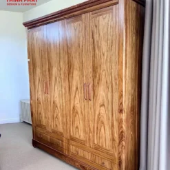 Tủ quần áo gỗ Hương Xám 4 cánh phẳng chất lượng Nội Thất Thịnh Phát Đà Nẵng