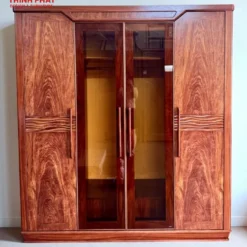 Tủ quần áo gỗ Cẩm 4 cánh thuyền kính Nội Thất Thịnh Phát Đà Nẵng