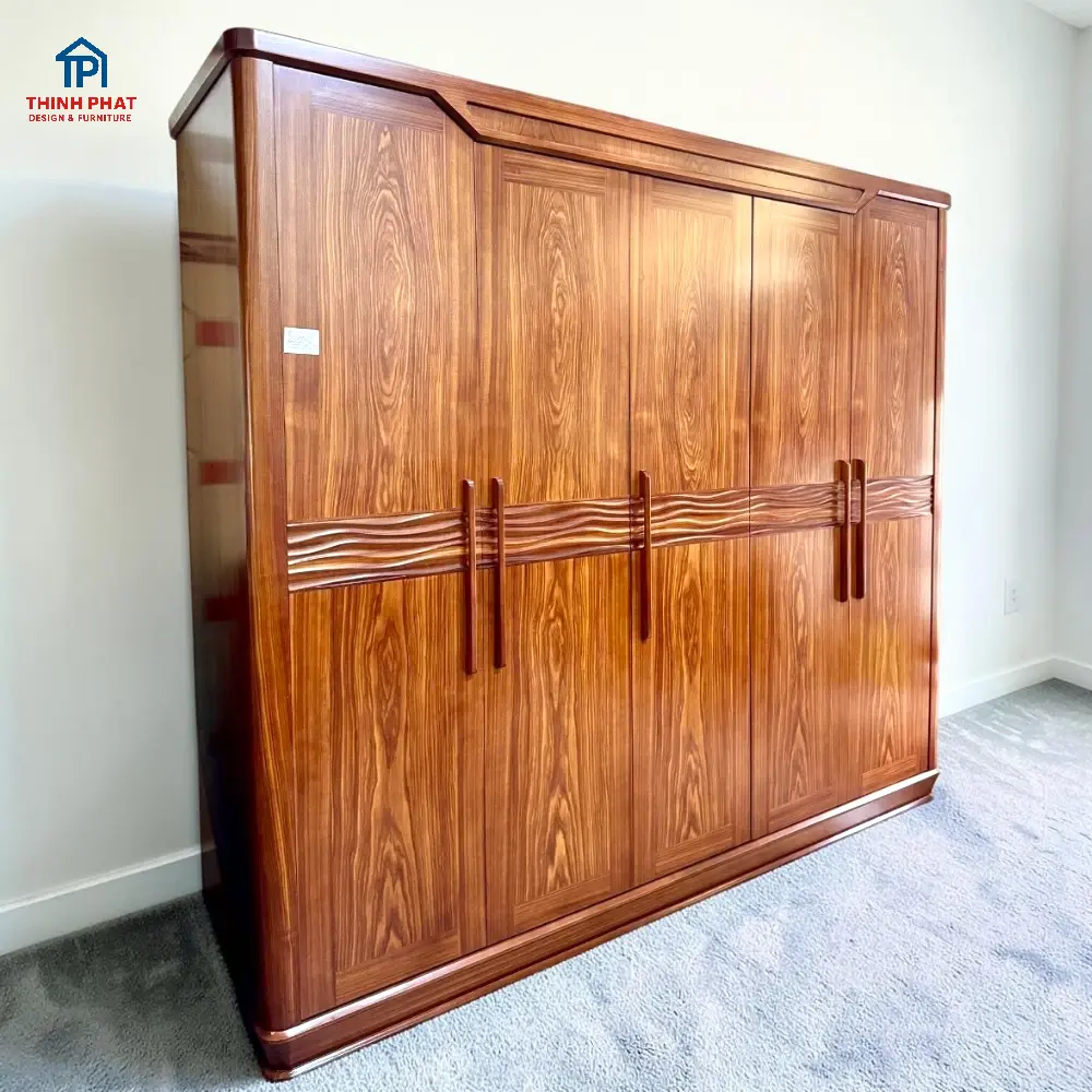 Tủ quần áo gỗ Cẩm 5 cánh chân thuyền góc nghiêng trái tại Đà Nẵng