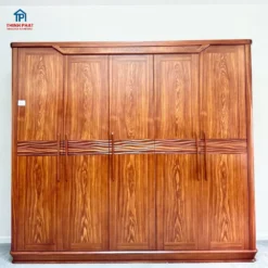 Tủ quần áo gỗ Cẩm 5 cánh chân thuyền trực diện rất đẹp tại Nội thất Thịnh Phát