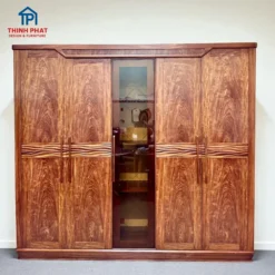 Tủ quần áo gỗ Cẩm 5 cánh chân thuyền kính Nội Thất Thịnh Phát Đà Nẵng