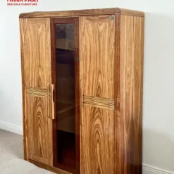 Tủ quần áo gỗ Hương Xám 3 cánh sóng kính Nội Thất Thịnh Phát Đà Nẵng
