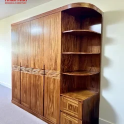 Tủ quần áo gỗ Hương Xám 4 cánh sóng kệ đẹp Nội Thất Thịnh Phát Đà Nẵng