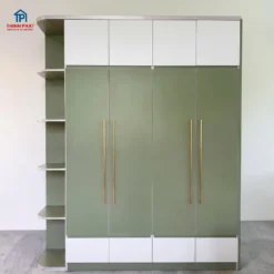 Tủ quần áo gỗ MDF 2 tầng kèm kệ 2 màu tại Nội thất Thịnh Phát