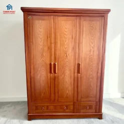 Tu-quan-ao-go-Xoan-Dao-3-canh-phang trực diện tại Nội thất Thịnh Phát Đà Nẵng