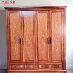 Tủ quần áo gỗ Xoan Đào 4 cánh phẳng Nội Thất Thịnh Phát Đà Nẵng