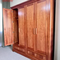 Tủ quần áo gỗ Xoan Đào 4 cánh phẳng đẹp Nội Thất Thịnh Phát Đà Nẵng