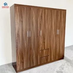 Tủ quần áo gỗ mdf 5 cánh màu óc chó sang trọng tại Nội thất Thịnh Phát