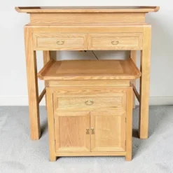 Bàn thờ gỗ Sồi 1 tầng trơn kèm tủ cơm Nội Thất Thịnh Phát