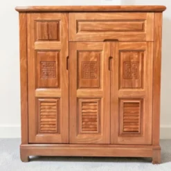 Tủ giày gỗ Xoan Đào đục chớp Nội Thất Thịnh Phát